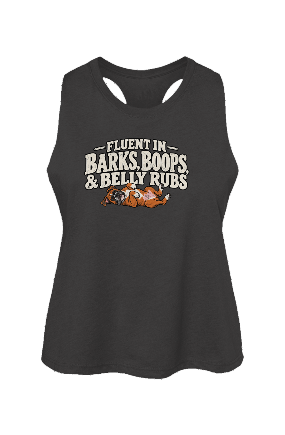 Trilingual Crop Tank in Dark Grey Heather