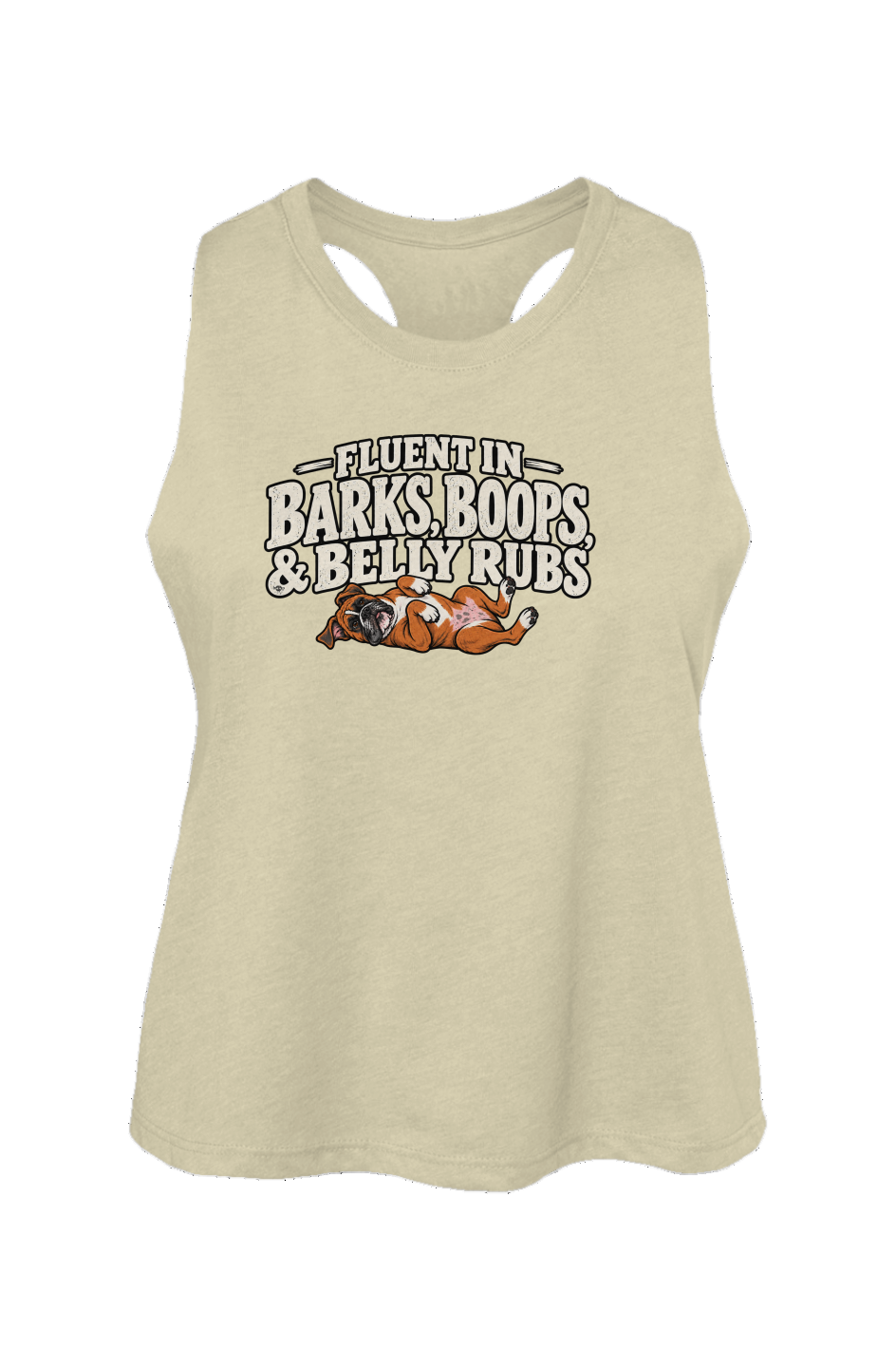 Trilingual Crop Tank in Heather French Vanilla