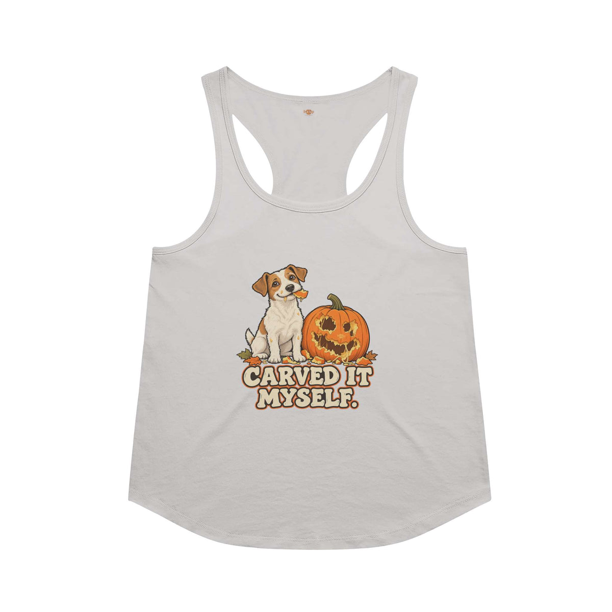 Carved it Myself racerback tank in Heather White