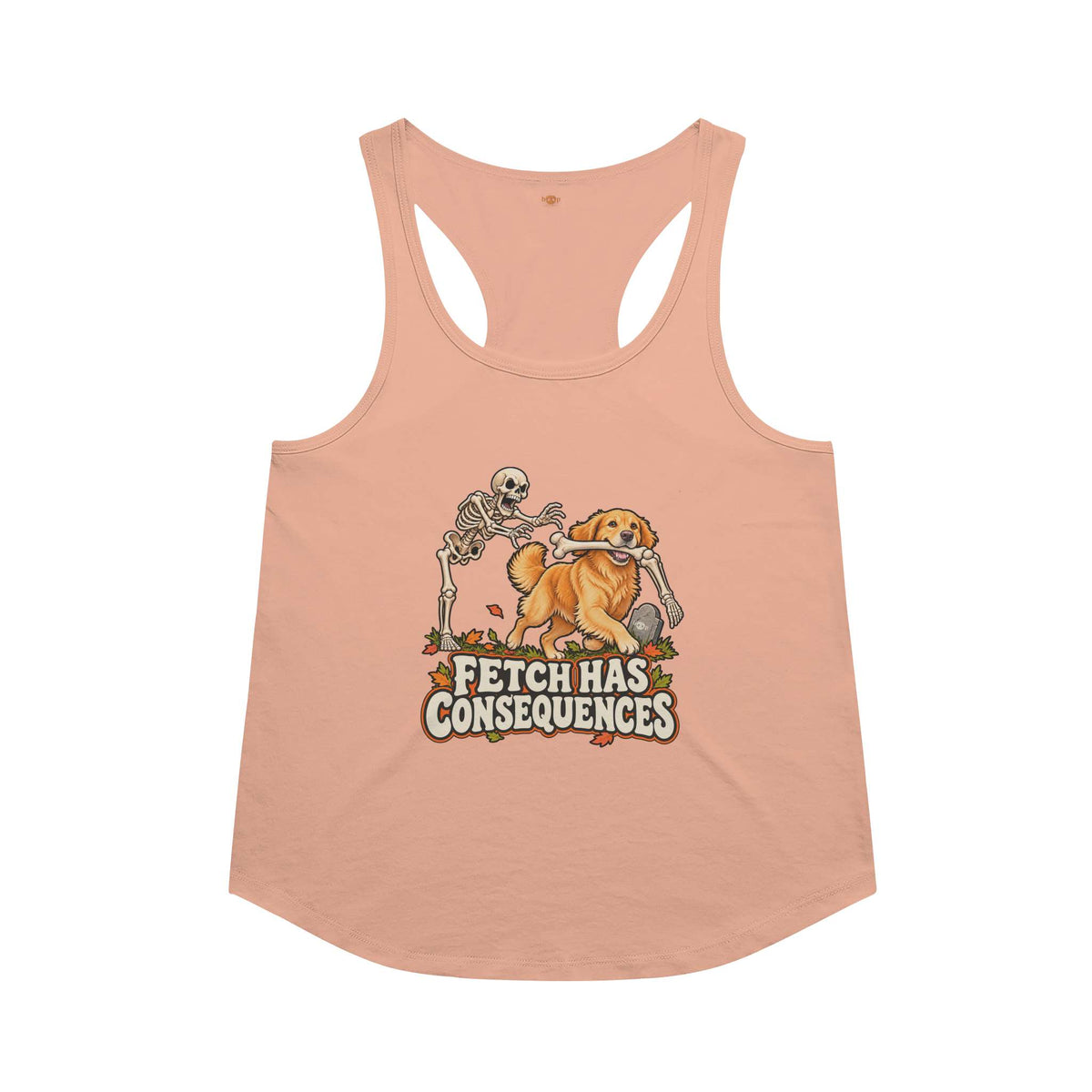 Fetch Has Consequences racerback tank in Vintage Light Orange