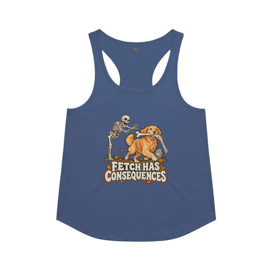 Fetch Has Consequences racerback tank in Vintage Royal