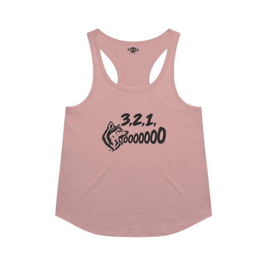 3, 2, 1, AWOOOO! Racerback Tank in Desert Pink