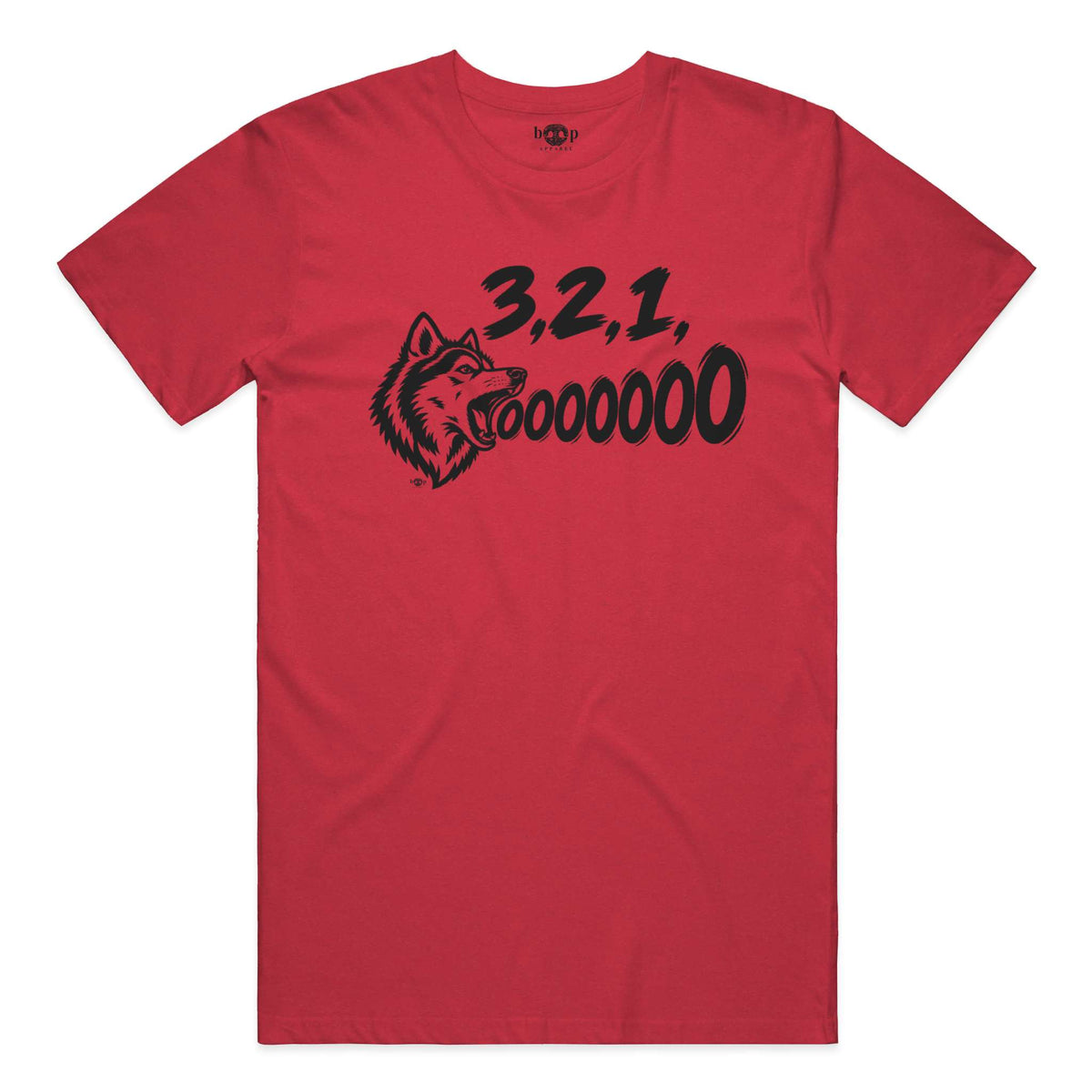 3, 2, 1, AWOOOO! Everyday T in Heather Red