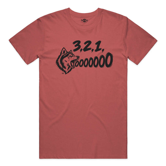 3, 2, 1, AWOOOO! Performance T in Red Triblend