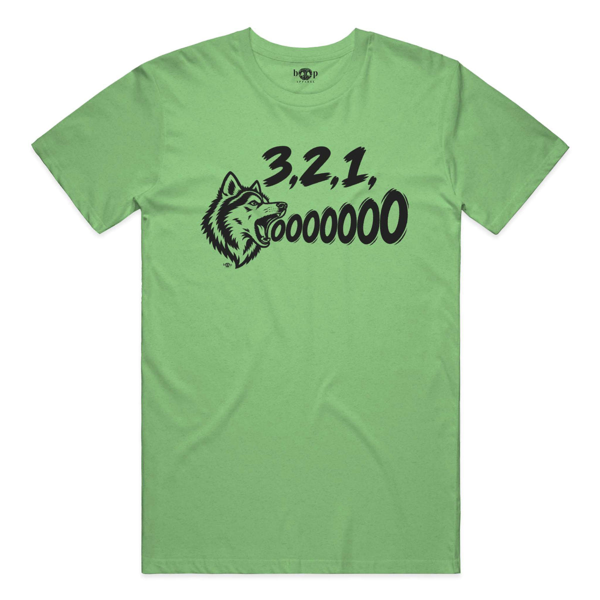 3, 2, 1, AWOOOO! Performance T in Green Triblend