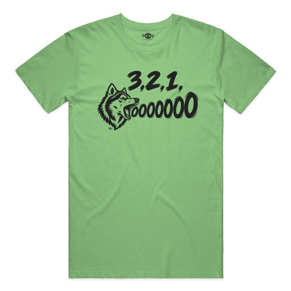 3, 2, 1, AWOOOO! Performance T in Green Triblend