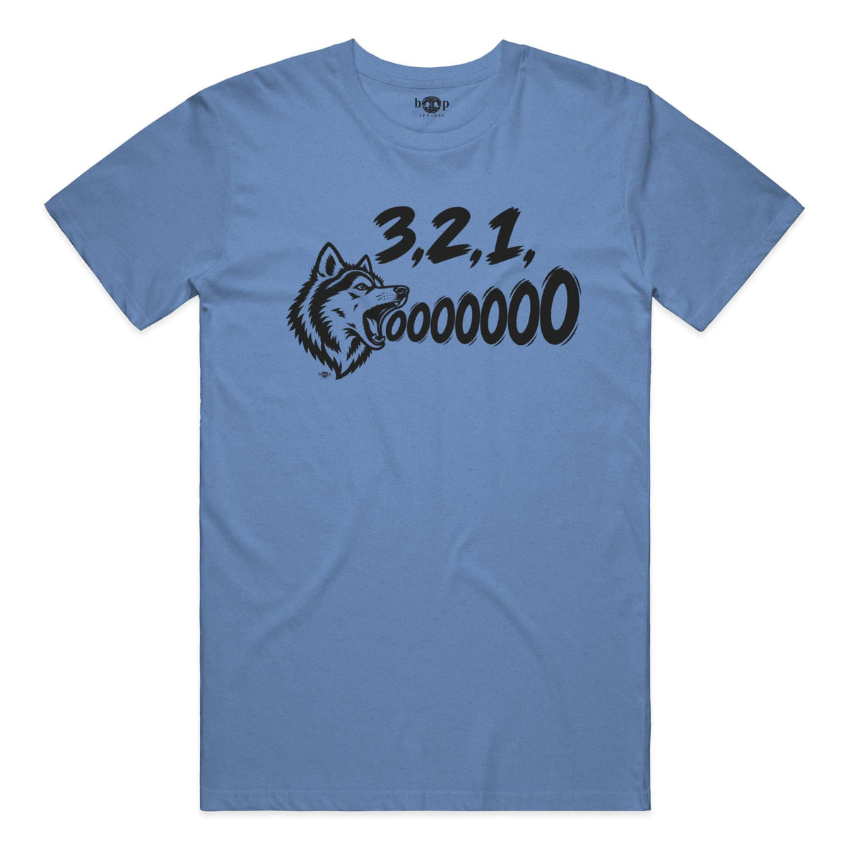 3, 2, 1, AWOOOO! Everyday T in Heather Columbia Blue