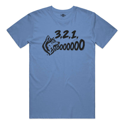 3, 2, 1, AWOOOO! Everyday T in Heather Columbia Blue