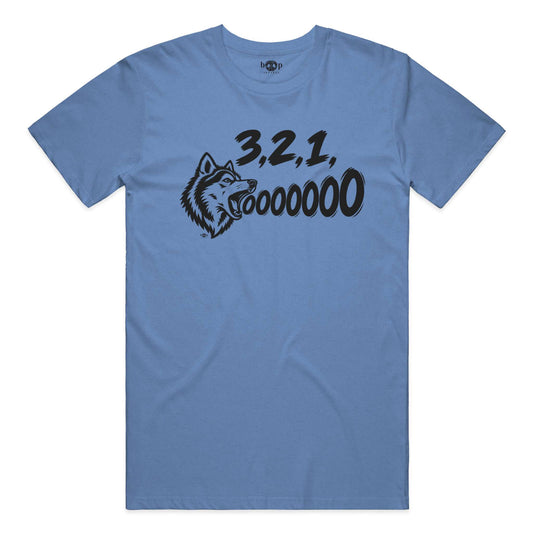 3, 2, 1, AWOOOO! Everyday T in Heather Columbia Blue