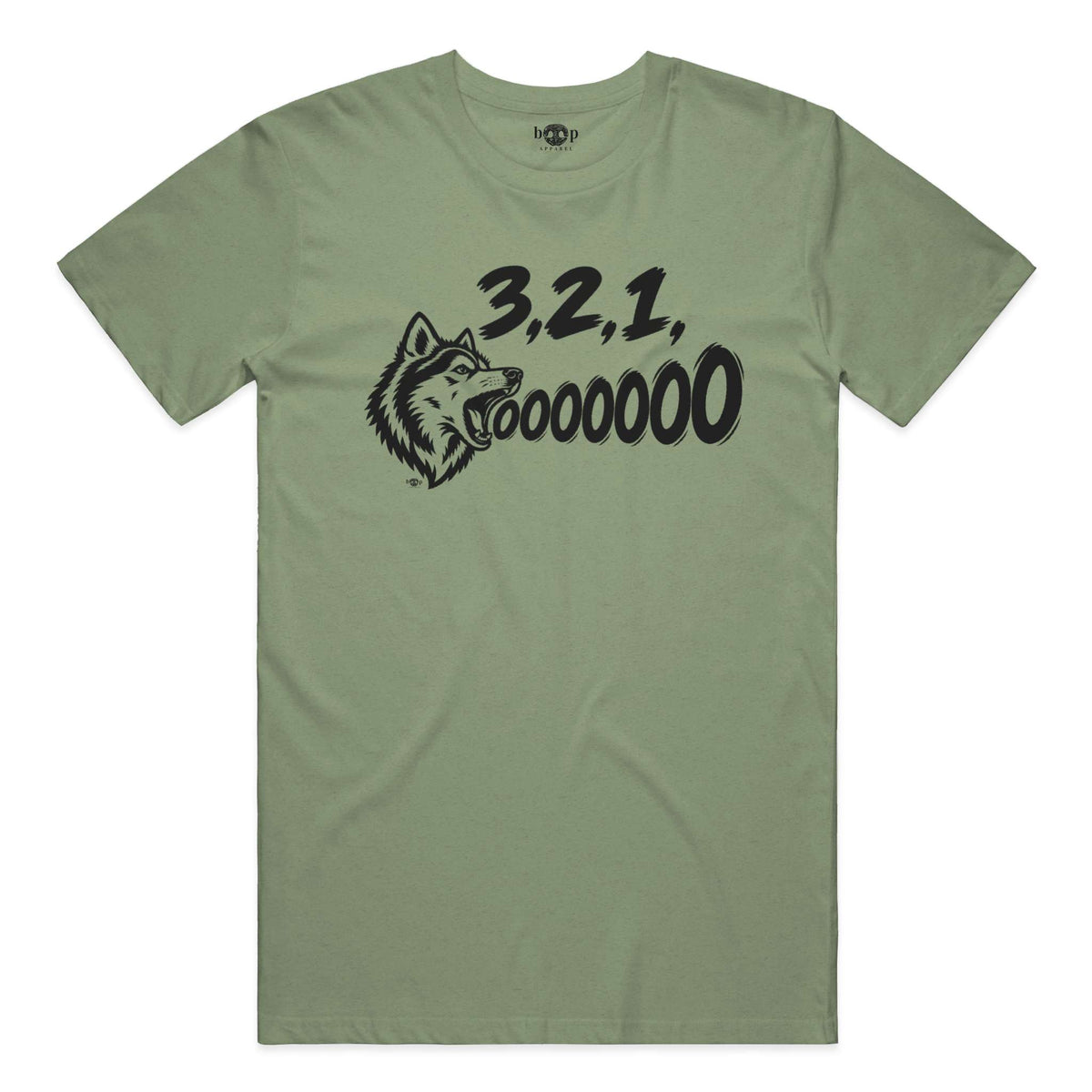 3, 2, 1, AWOOOO! Performance T in Military Green Triblend