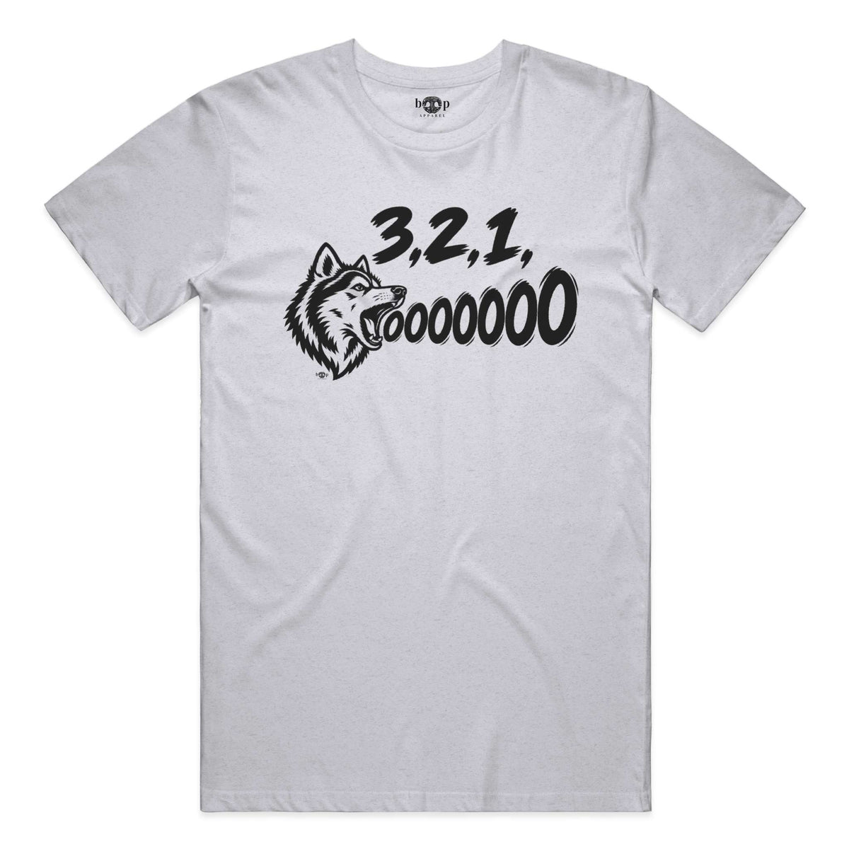 3, 2, 1, AWOOOO! Performance T in White Fleck Triblend