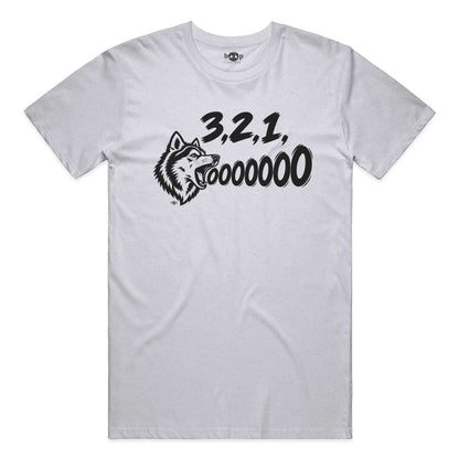 3, 2, 1, AWOOOO! Performance T in White Fleck Triblend