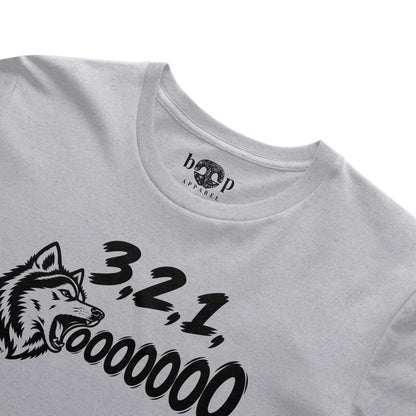 3, 2, 1, AWOOOO! Performance T in White Fleck Triblend, alternate view 2