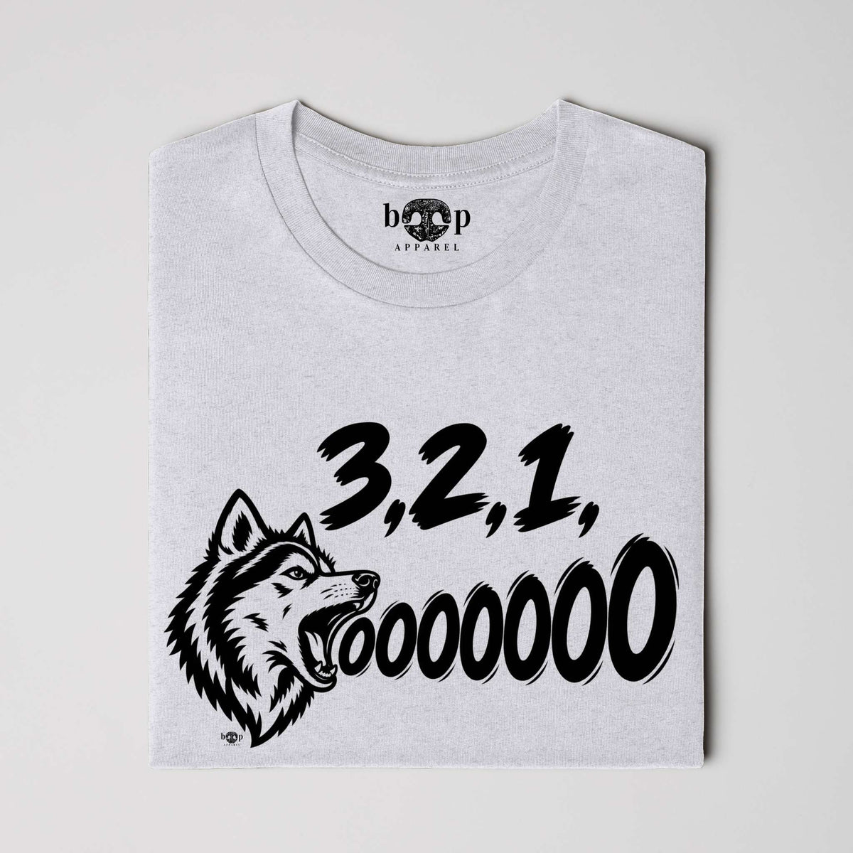 3, 2, 1, AWOOOO! Performance T in White Fleck Triblend, alternate view 1