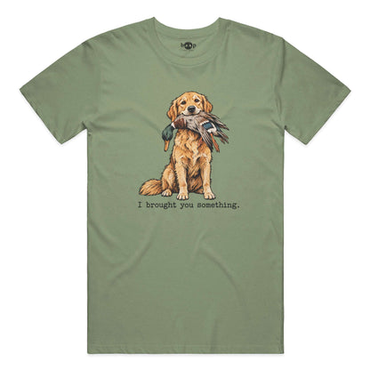 I Brought You Something Performance T in Military Green Triblend
