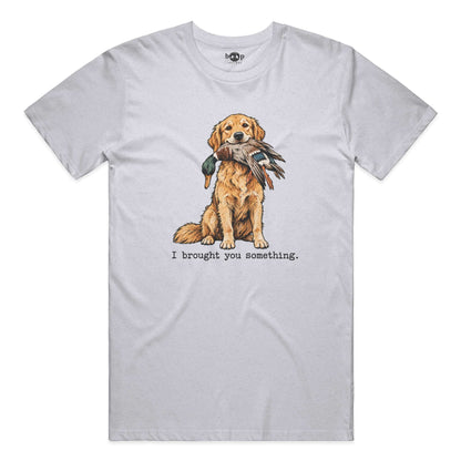 I Brought You Something Performance T in White Fleck Triblend