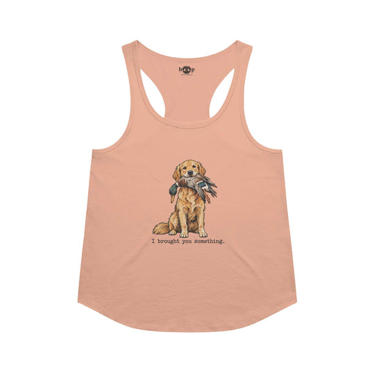 I Brought You Something Racerback Tank in Vintage Light Orange