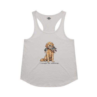 I Brought You Something Racerback Tank in Heather White