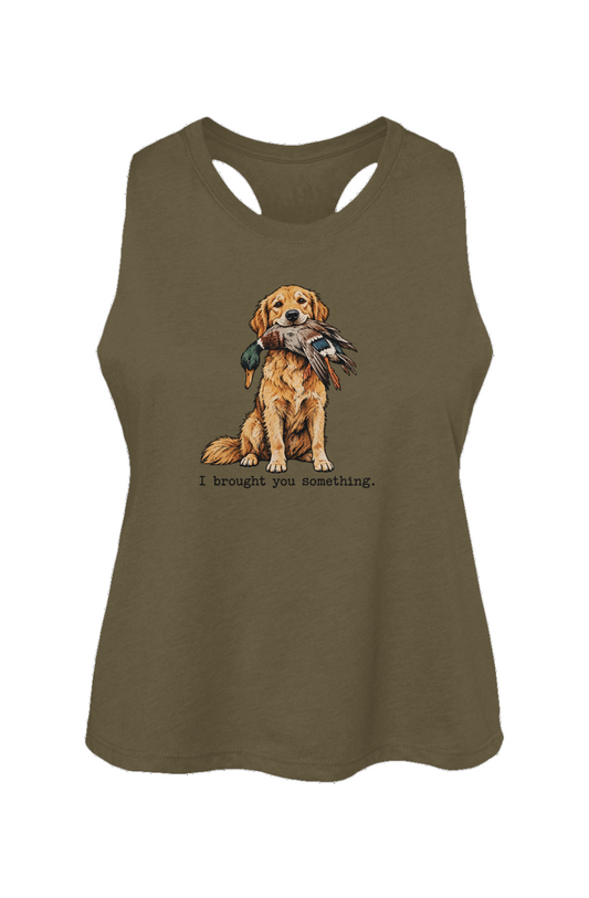 I Brought You Something Crop Tank in Heather Olive