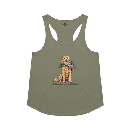 I Brought You Something Racerback Tank in Military Green