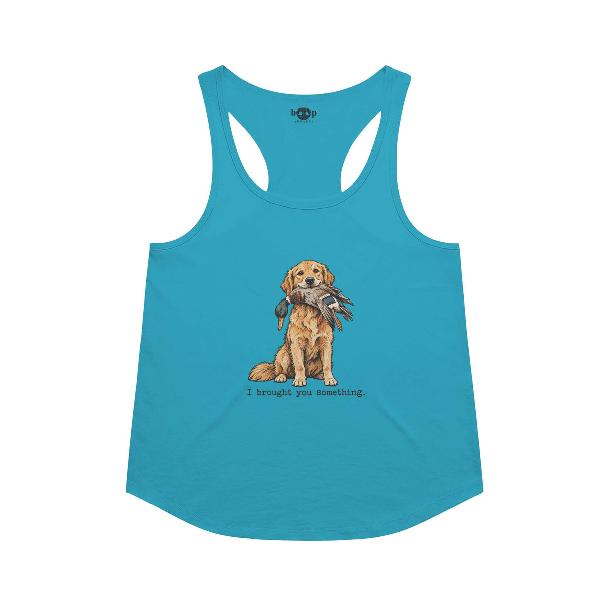 I Brought You Something Racerback Tank in Vintage Turquoise