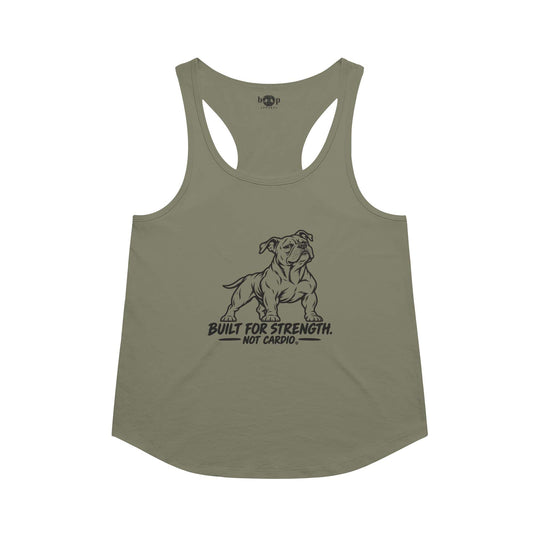 Built for Strength, Not Cardio Racerback Tank in Military Green