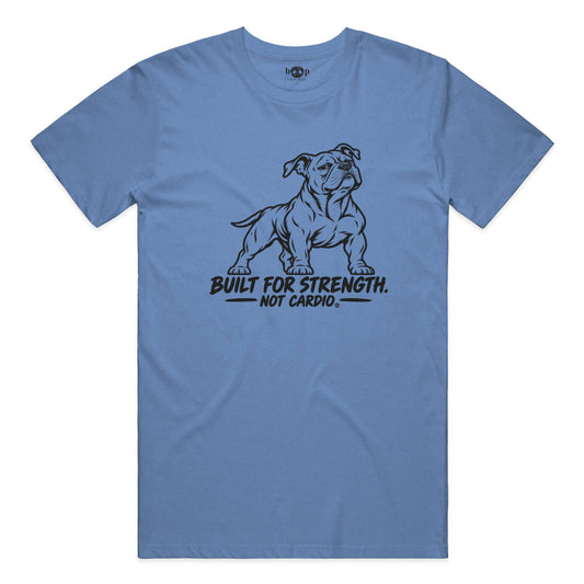 Built for Strength, Not Cardio Everyday T in Heather Columbia Blue