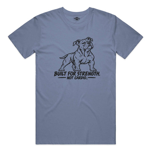 Built for Strength, Not Cardio Performance T in Blue Triblend