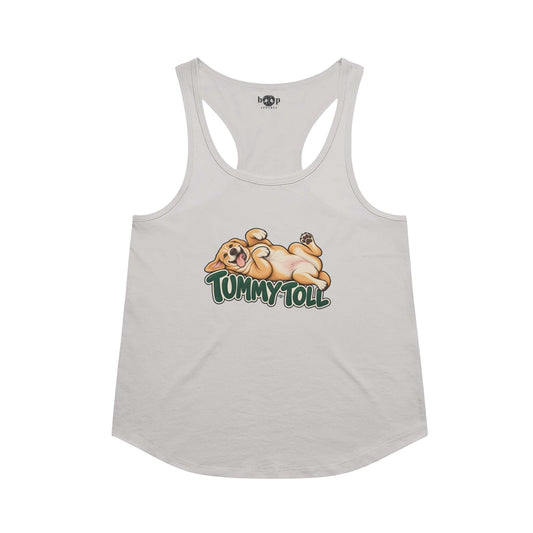 Tummy Toll Racerback Tank in Heather White