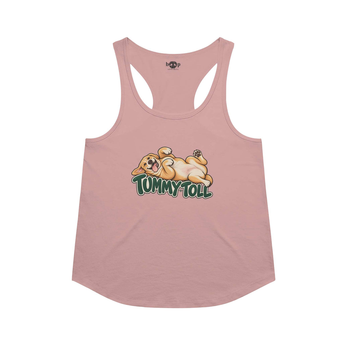 Tummy Toll Racerback Tank in Desert Pink