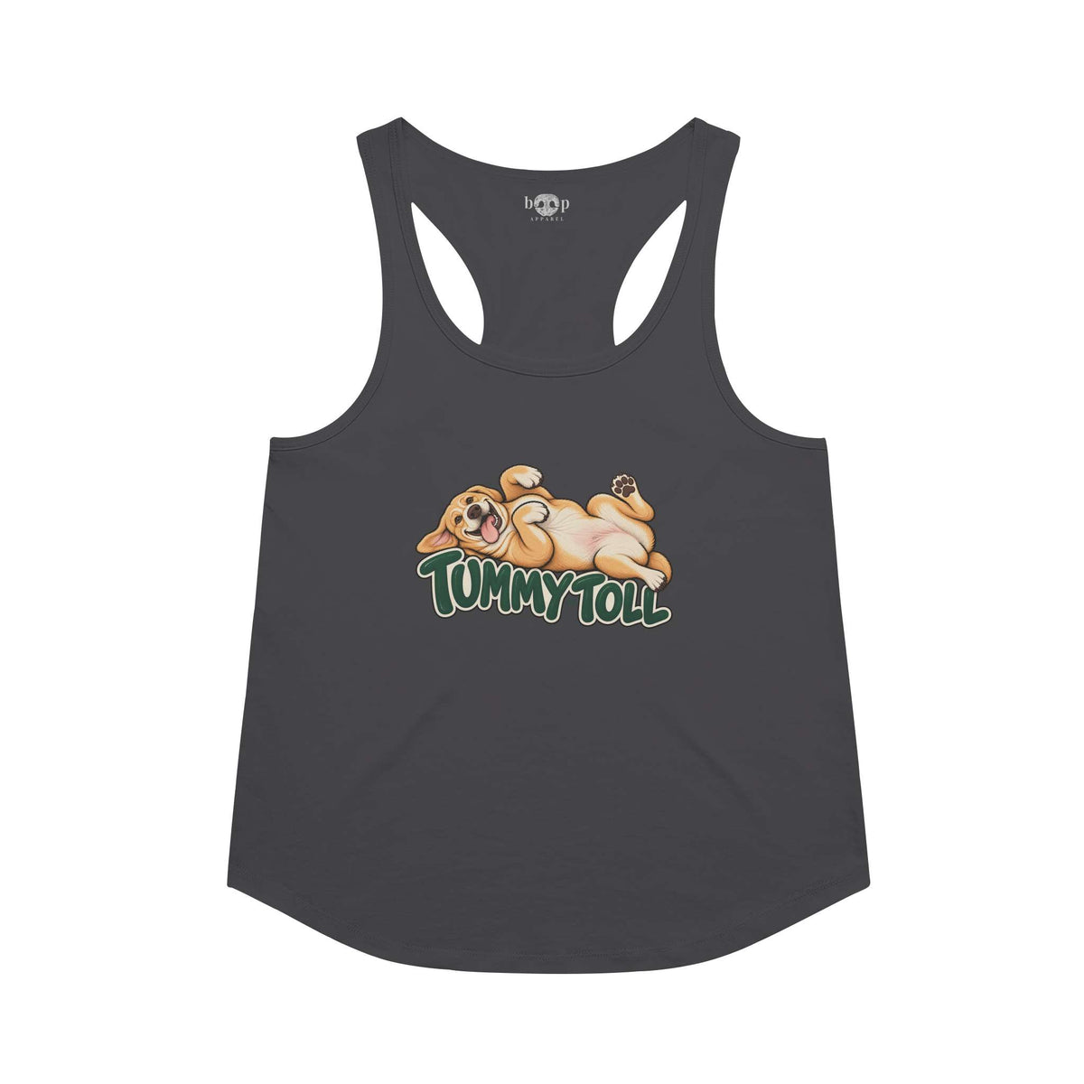 Tummy Toll Racerback Tank in Vintage Black