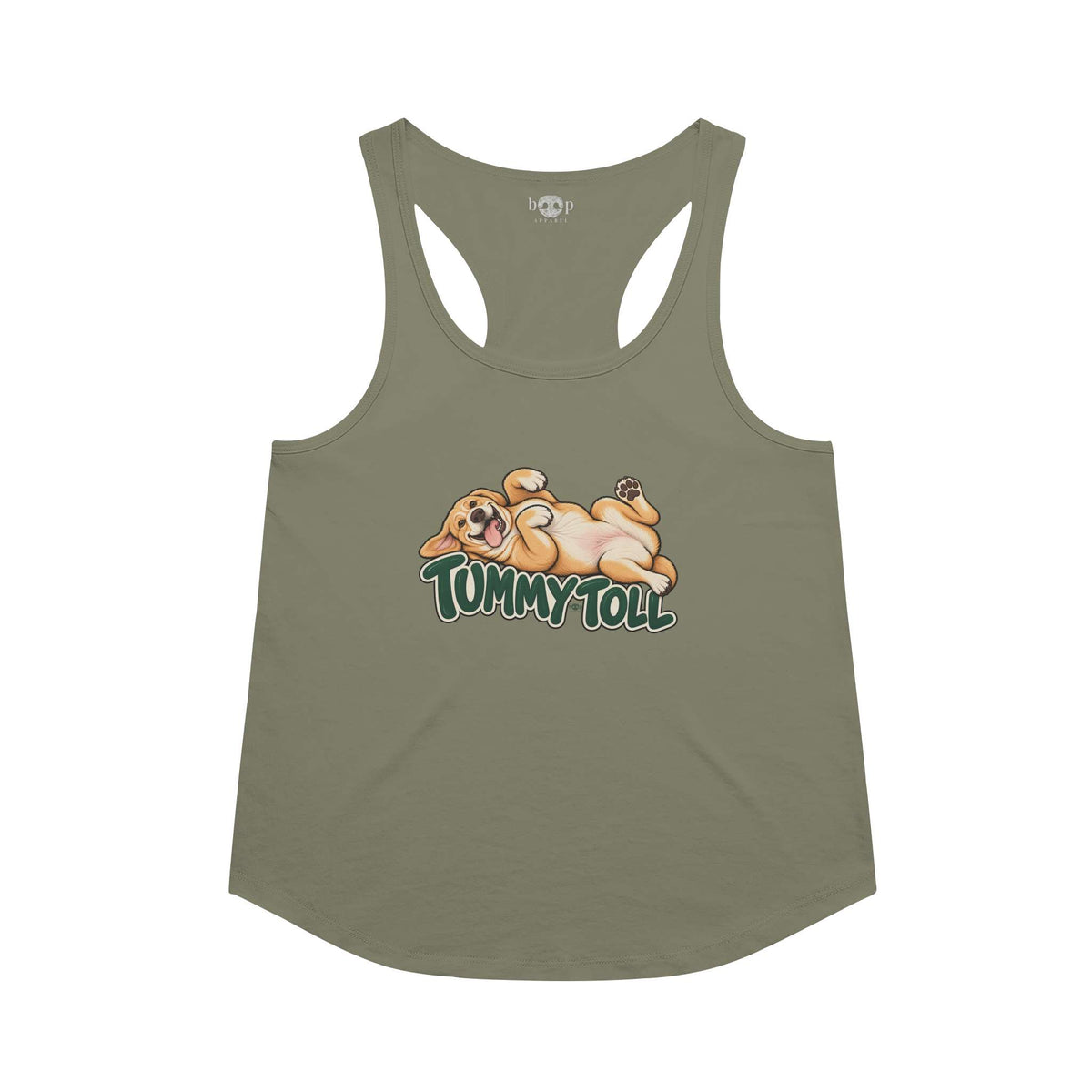 Tummy Toll Racerback Tank in Military Green
