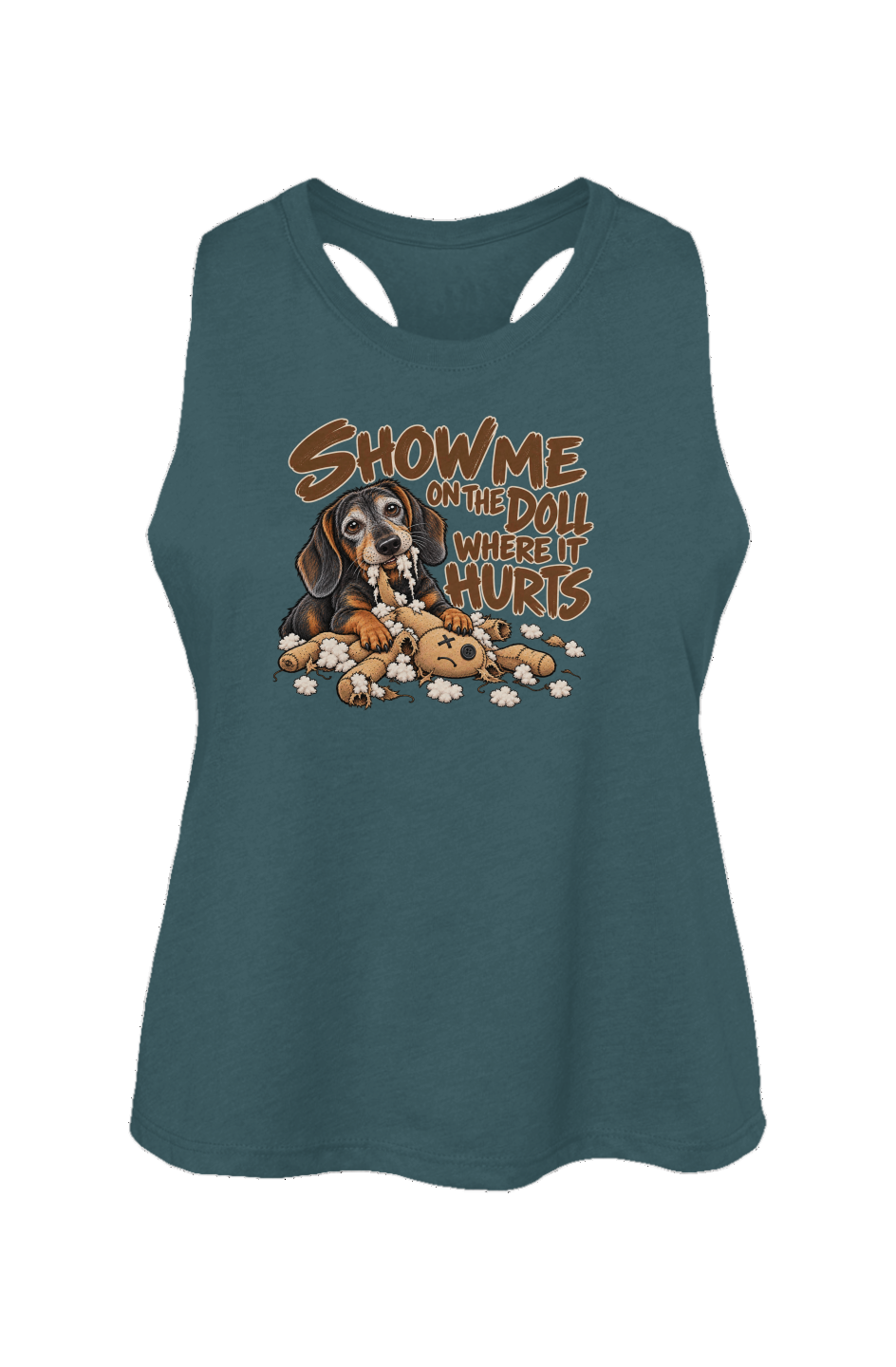 Everything Hurts Crop Tank in Heather Deep Teal