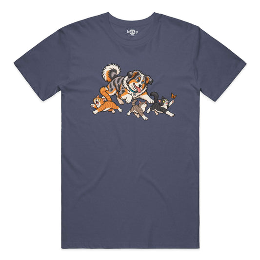 Herding Cats Everyday T in Heather Navy