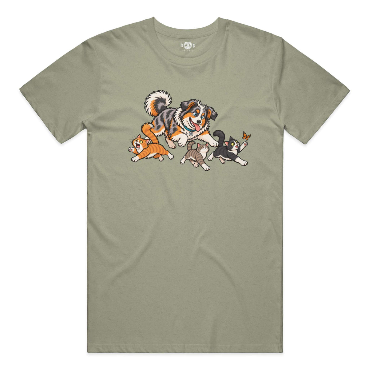 Herding Cats Everyday T in Heather Olive