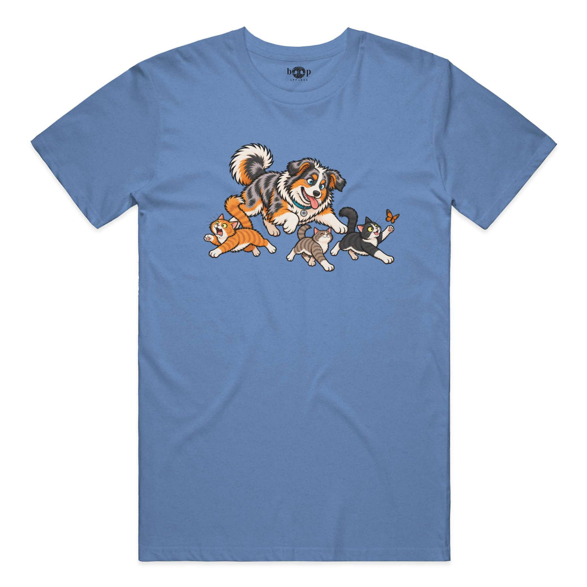 Herding Cats Everyday T in Heather Columbia Blue