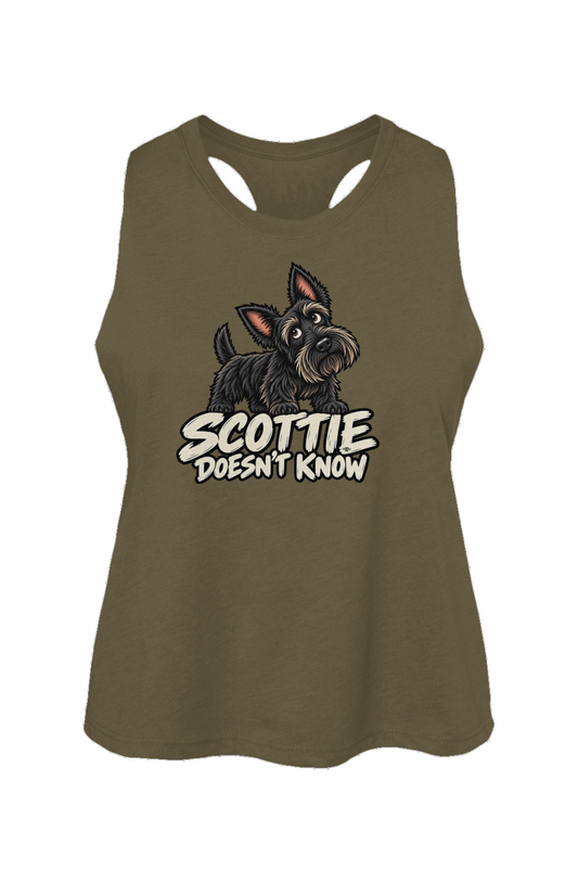 Scottie Doesn't Know Crop Tank in Heather Olive
