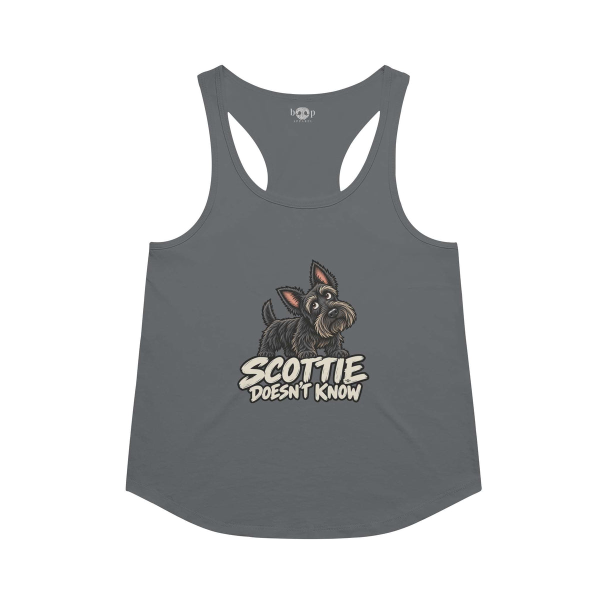 Scottie Doesn't Know Racerback Tank in Indigo