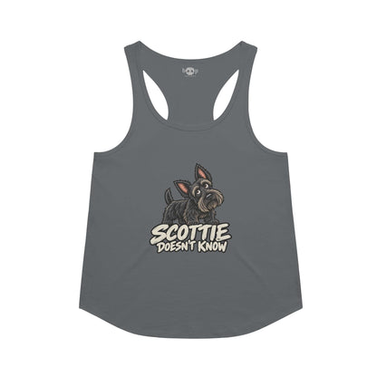 Scottie Doesn't Know Racerback Tank in Indigo
