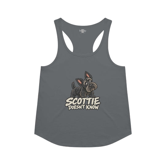 Scottie Doesn't Know Racerback Tank in Indigo