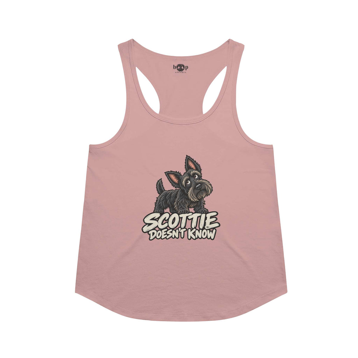 Scottie Doesn't Know Racerback Tank in Desert Pink