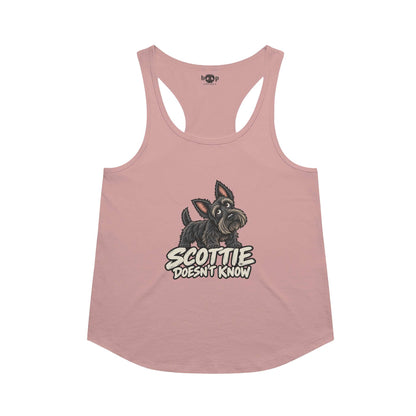 Scottie Doesn't Know Racerback Tank in Desert Pink