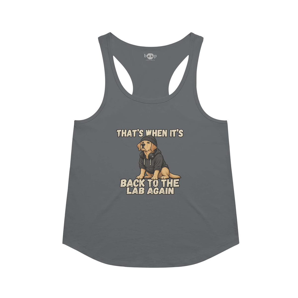 Back to the Lab Again Racerback Tank in Indigo