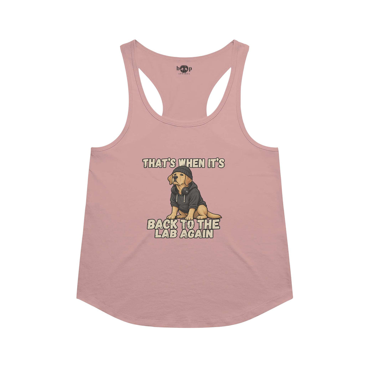 Back to the Lab Again Racerback Tank in Desert Pink