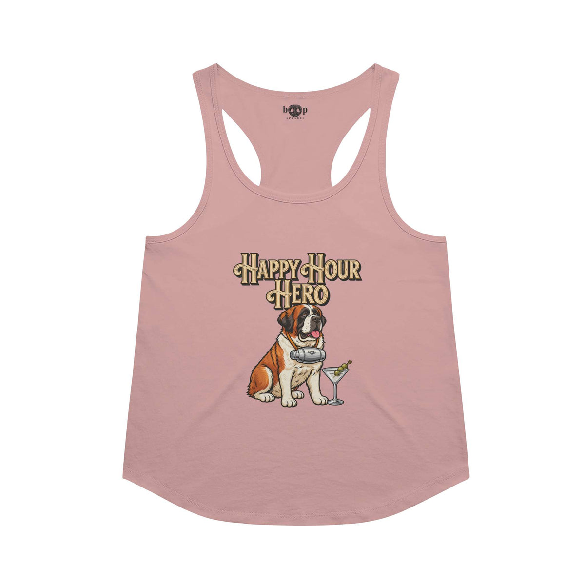 Happy Hour Hero Racerback Tank in Desert Pink