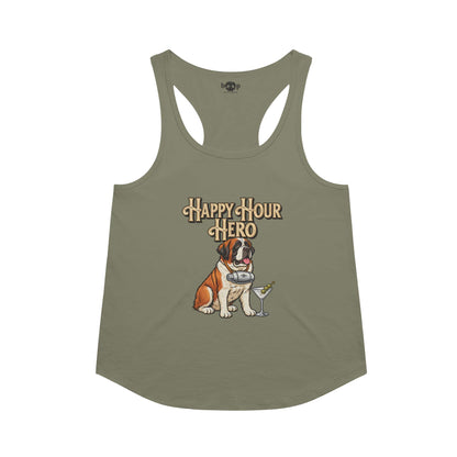 Happy Hour Hero Racerback Tank in Military Green