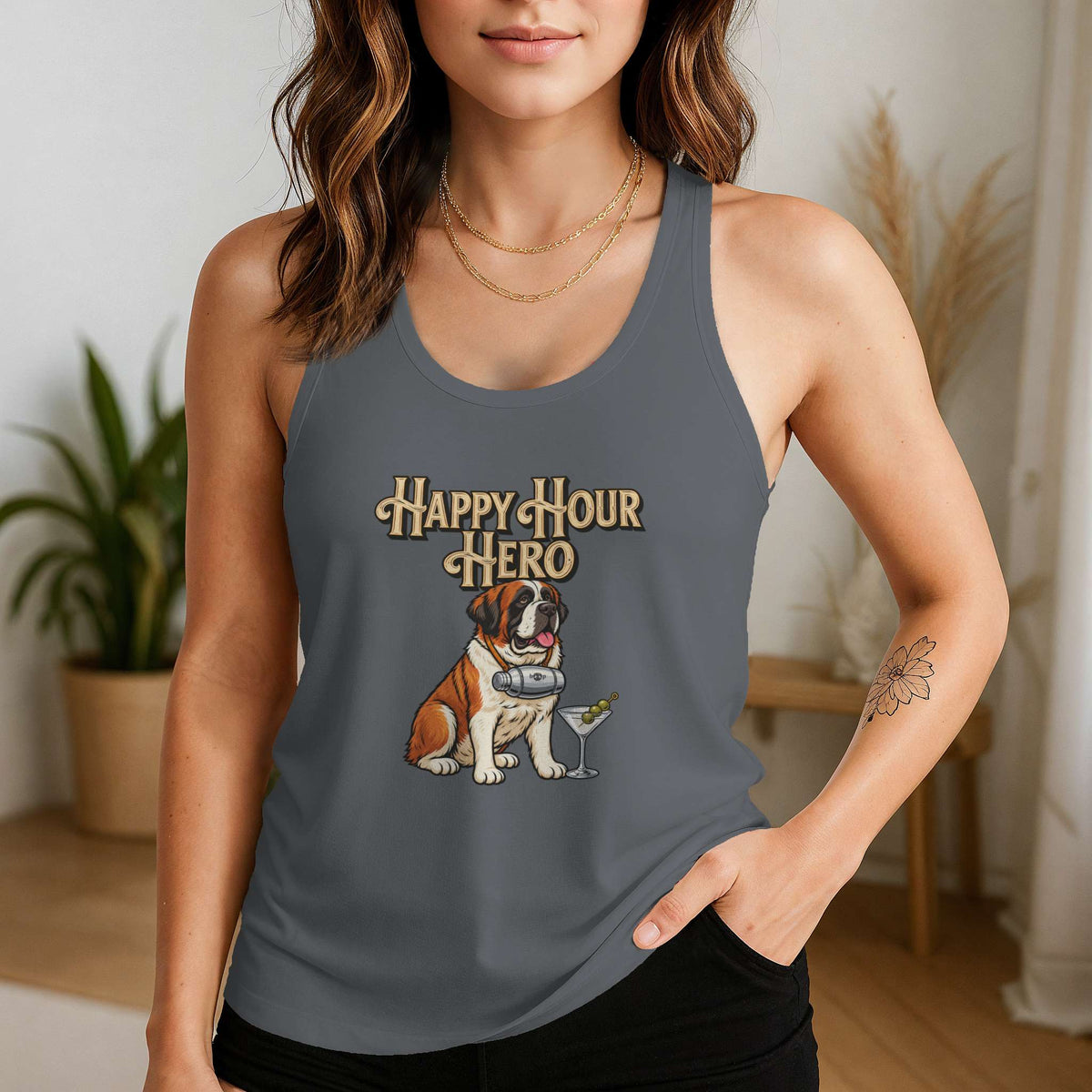 Happy Hour Hero Racerback Tank in Indigo, alternate view 1