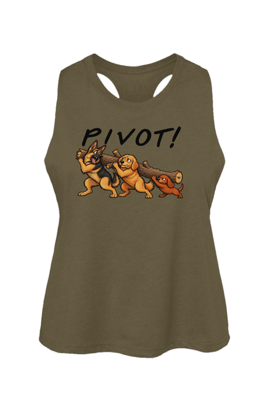 Pivot Crop Tank in Heather Olive