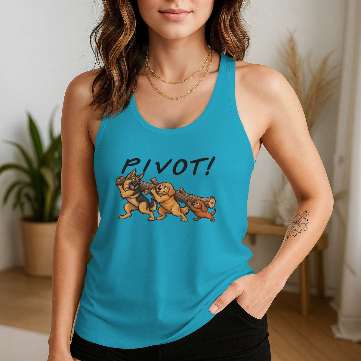 Pivot Racerback Tank in Vintage Turquoise, alternate view 1