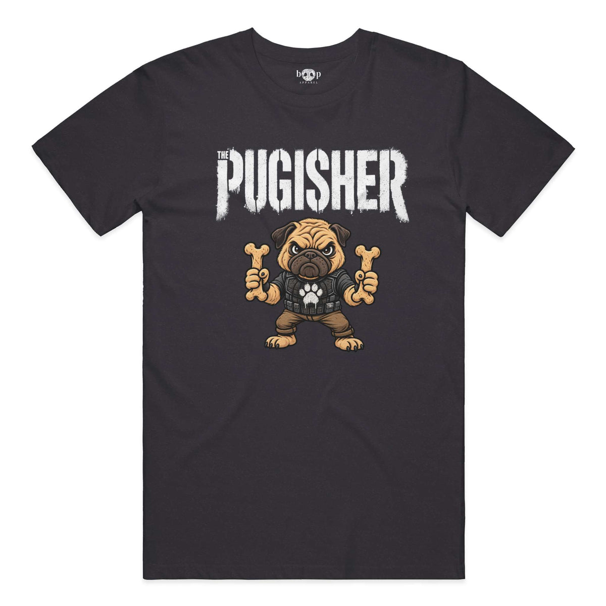 Pugisher Everyday T in Dark Grey Heather